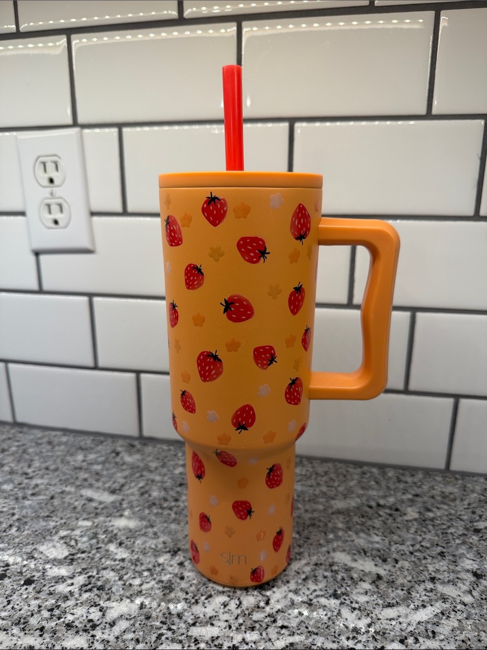 Simple Modern 40oz Orange Strawberry Travel Tumbler with Straw